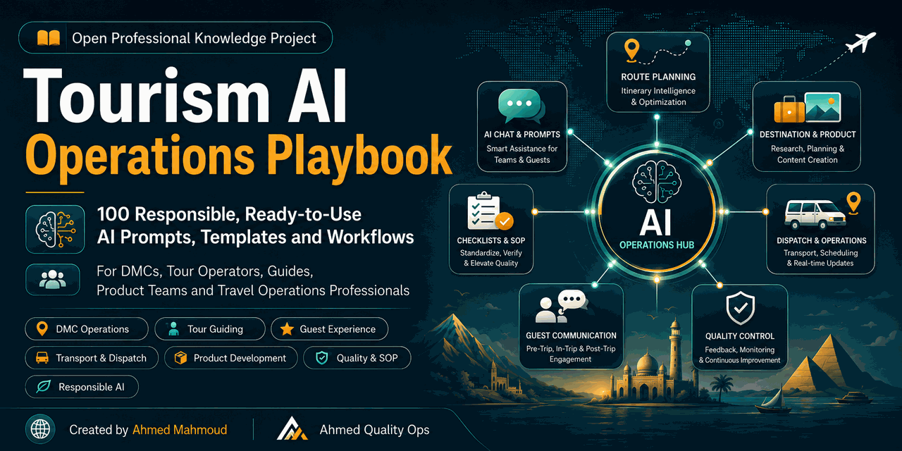 Tourism AI Operations Playbook featuring 100 responsible AI prompts for modern tourism teams